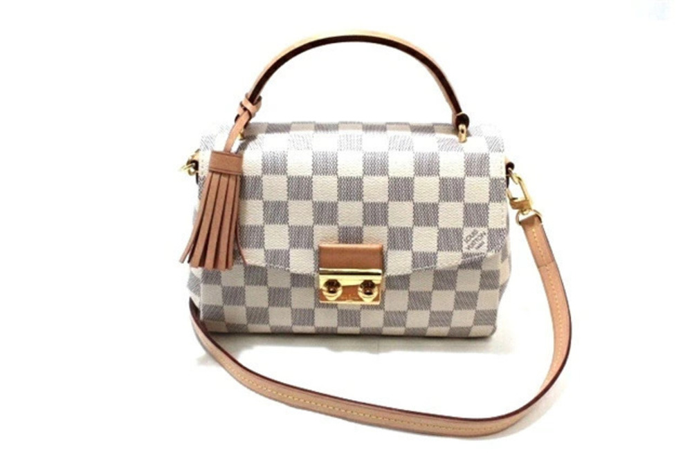 LOUIS VUITTON Bag Handbag Croisette Damier Azur White Strap Shoulder